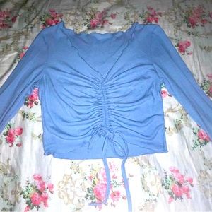 Blue long sleeve crop top